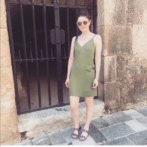 Topshop mini green slip dress - US 2